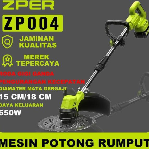 ZPER Mesin Potong Rumput Pemotong Rumput Listrik Pemangkas Rumput dengan Baterai Li-ion ZP003 alat p