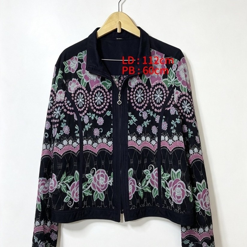 Atasan sifon jaring jaring motif bunga