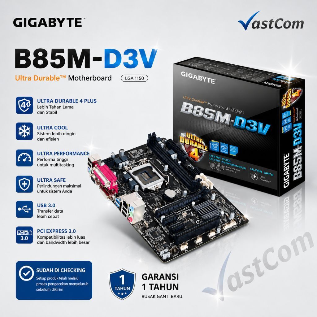 GIGABYTE B85M D3V DDR3 LGA 1150 MOTHERBOARD MATX