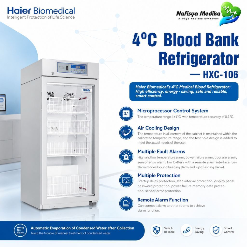 Haier Biomedical HXC-106 Blood Bank Refrigerator 106L 4°C Medical Blood Bank