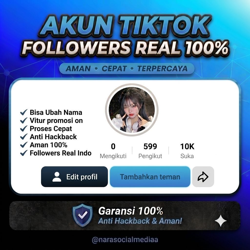 Akun Tik tok Fresh 100 - 500 Followers Indo Real Aktif