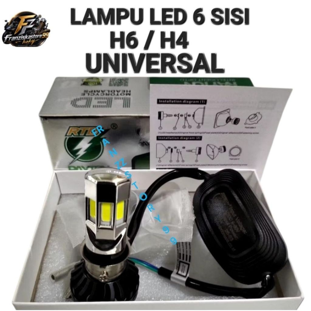 Lampu LED 6 Sisi H6/H4 Universal Motor dengan Driver