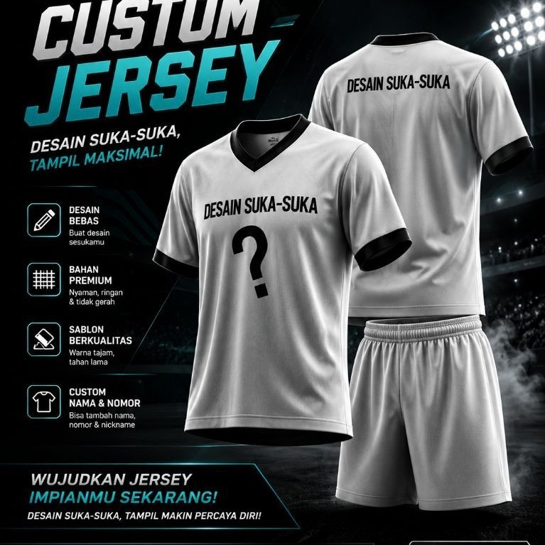Jersey Bola Custom Desain Bebas | Jersey Team | Nama & Nomor