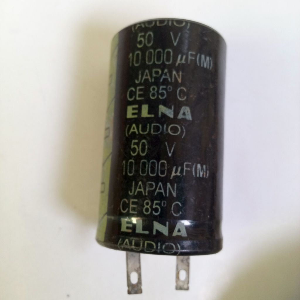 kapasitor for audio merk elna Japan 10000 uf 50 v kaki 2 baru stok lama kondisi agak kusam