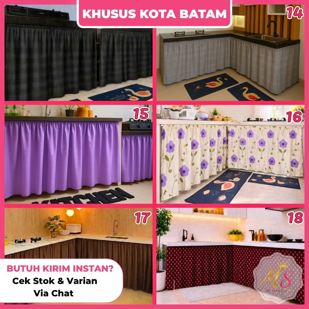 [BISA INSTAN] [FREE TALI] Gorden Kolong Dapur Polos -+100x70 Tirai Meja Kompor Minimalis Free Tali B