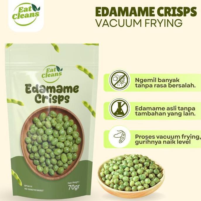 JARAGGE EAT CLEANS Snack Pouch Edamame 70gr Krispi - Snack Sehat Edamame Crispy - Camilan Edamame Ma
