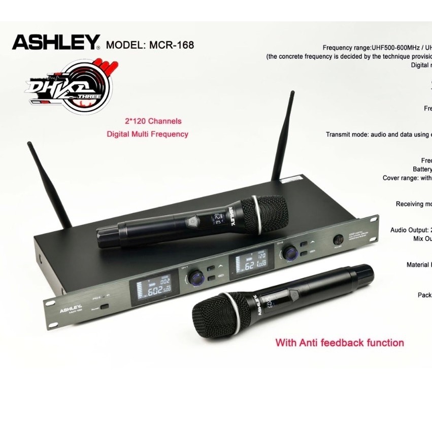 MIC ASHLEY MCR 168 2 CHANNEL ORIGINAL / Mic Ashley Mcr 168 Original / Mic Wirelles Ashley Mcr168 Ori