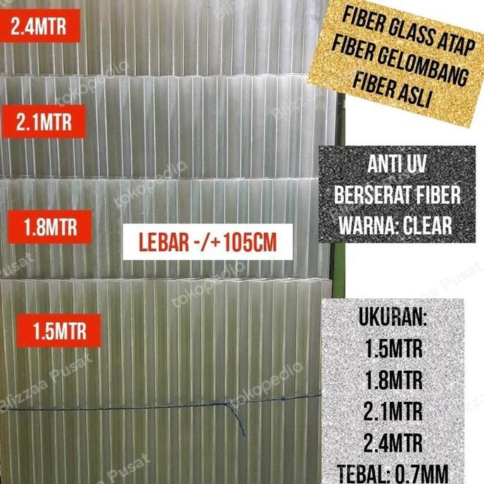 Fiber Glass Atap 150Cm 180Cm 210Cm 240Cm (Real Serat Fiber) Fiber Gelombang Atap Anti Uv