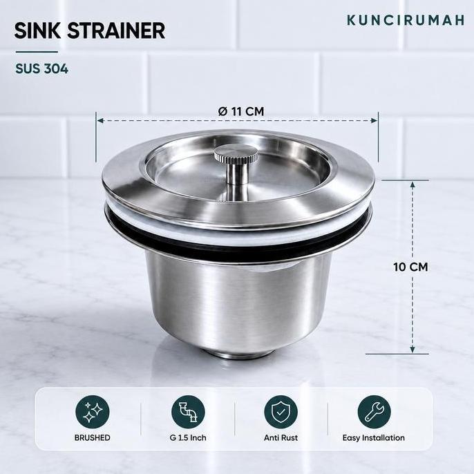 Avur Bak Cuci Piring Jumbo Afur Saringan Pembuangan Kitchen Sink Sus 304