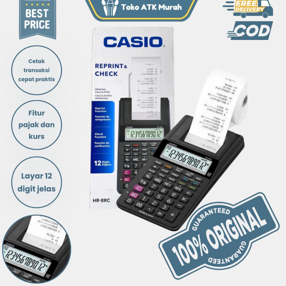 Calculator Casio HR-8RC - Kalkulator Printing Mini | Kalkulator Cetak Struk Original