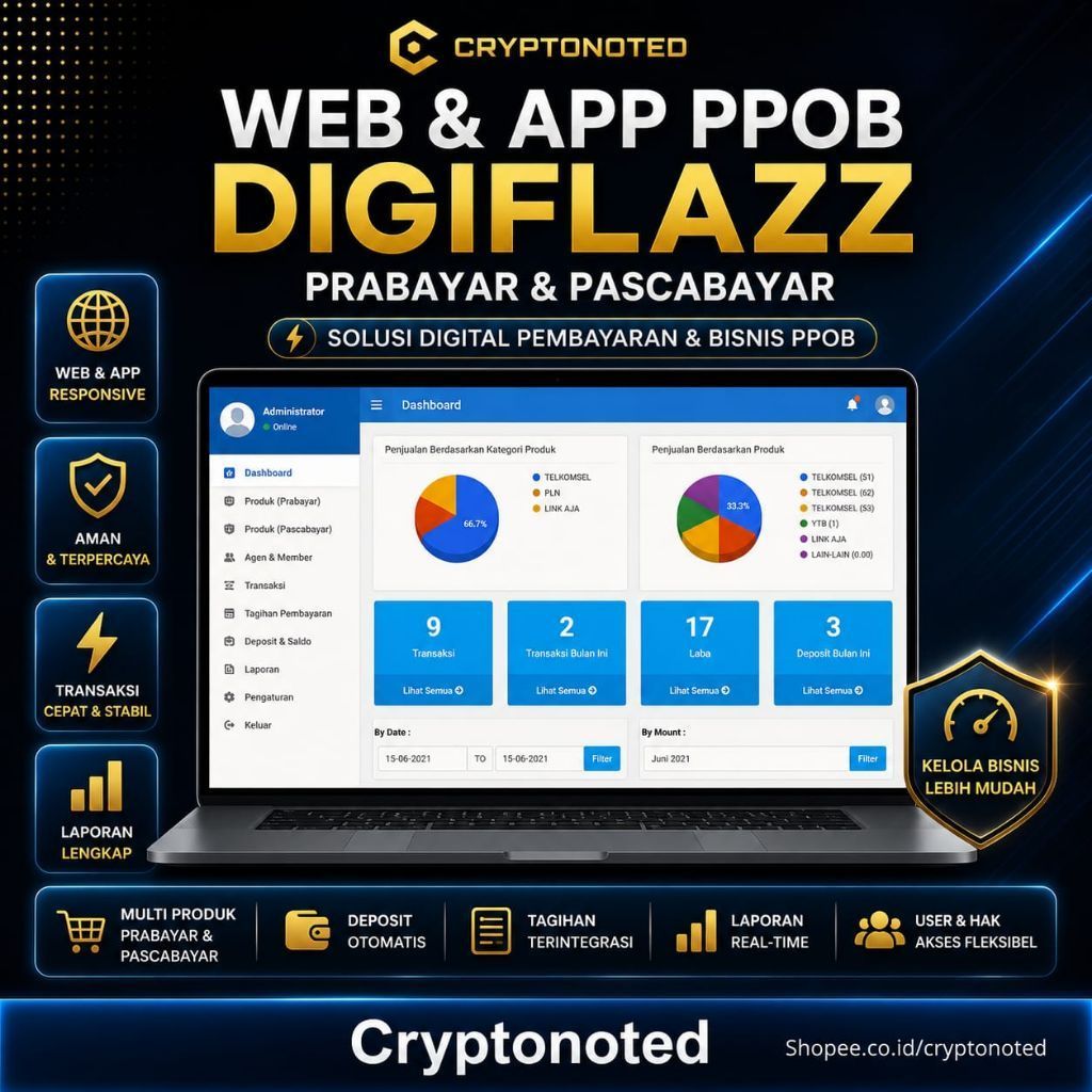 Web dan App SansPay PPOB (Digiflazz Prabayar & Pascabayar) FrameworkPHP Native (Prosedural)