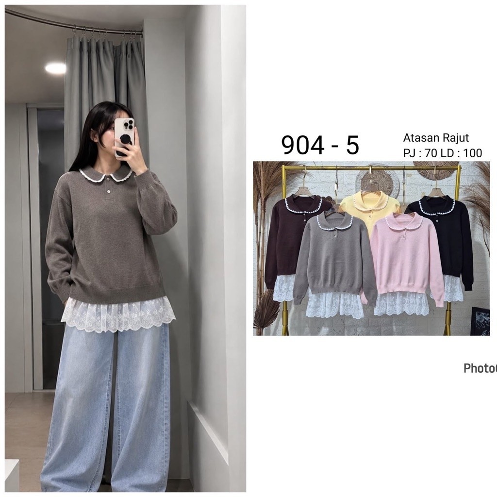 atasan rajut mix renda
