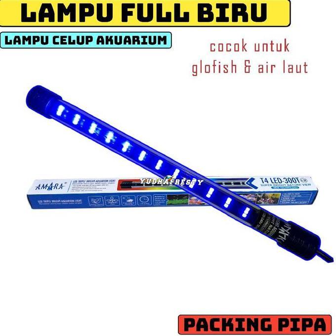 Premium Lampu Led Celup Aquarium Full Biru Tahan Air Untuk Air Laut Dan Ikan Glofish Termurah
