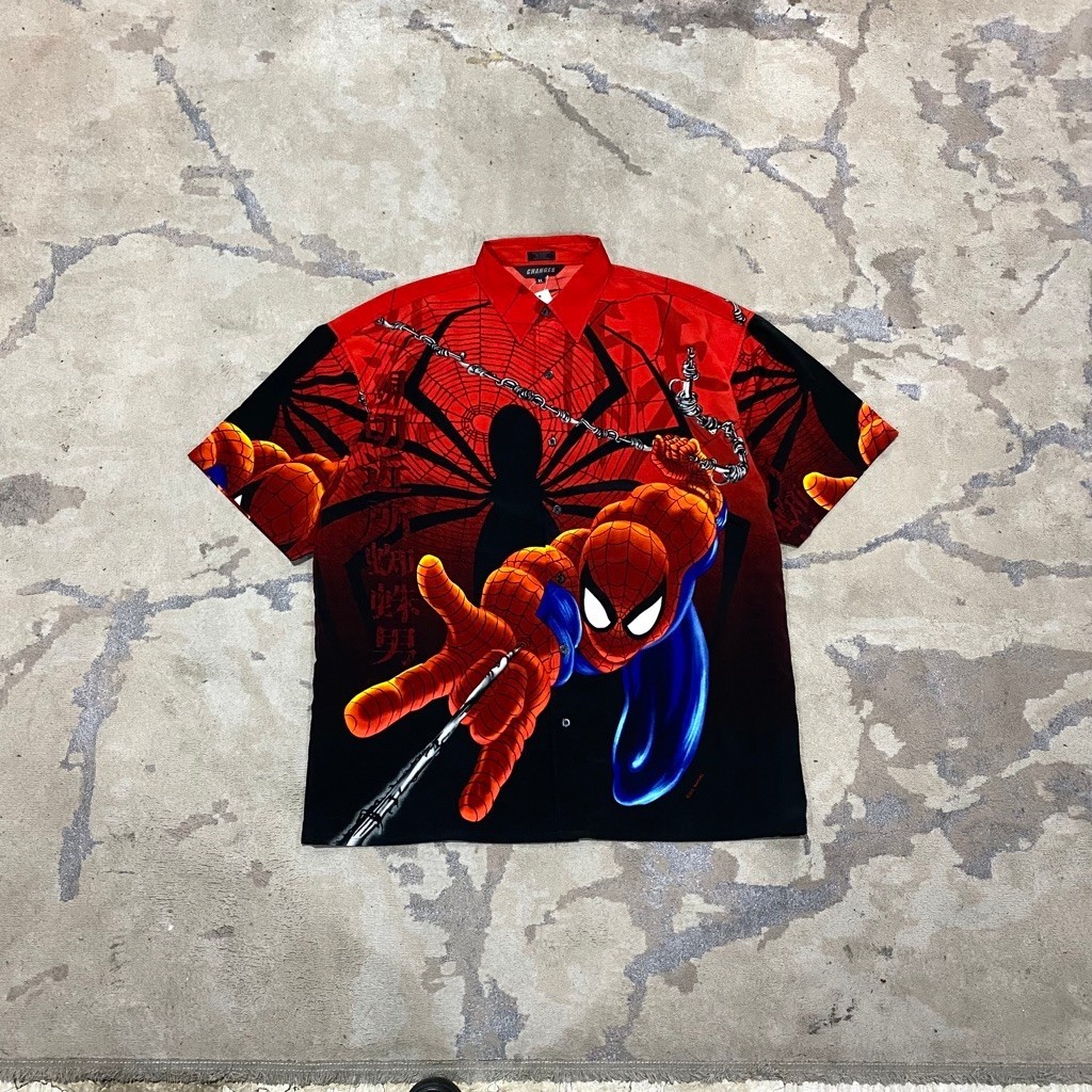 Kemeja Vintage Marvel Comic Spiderman red AOP (C886)