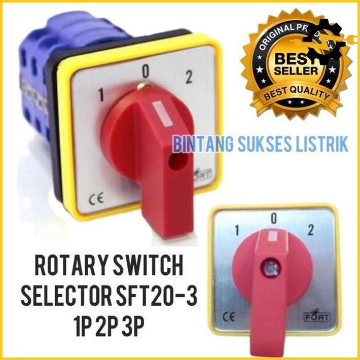 Original Selector Switch 3 Position 2P 1-0-2 Sft20-3-2 Selektor Swit 3 Posisi 2 Phase Rotary Switch 