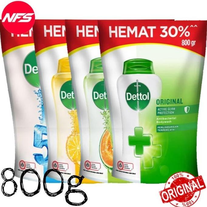 Berkahkebiji1 - Dettol Fresh Body Wash Sabun Mandi Cair Anti Bakteri Fresh / Cool Pouch Jumbo 800Ml
