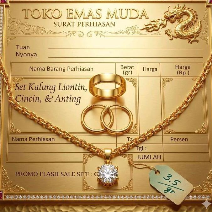 Diskon 1 Set Perhiasan Liontin Permata Satu Lapisan Emas Muda Free Cincin Dan Anting Polos Original
