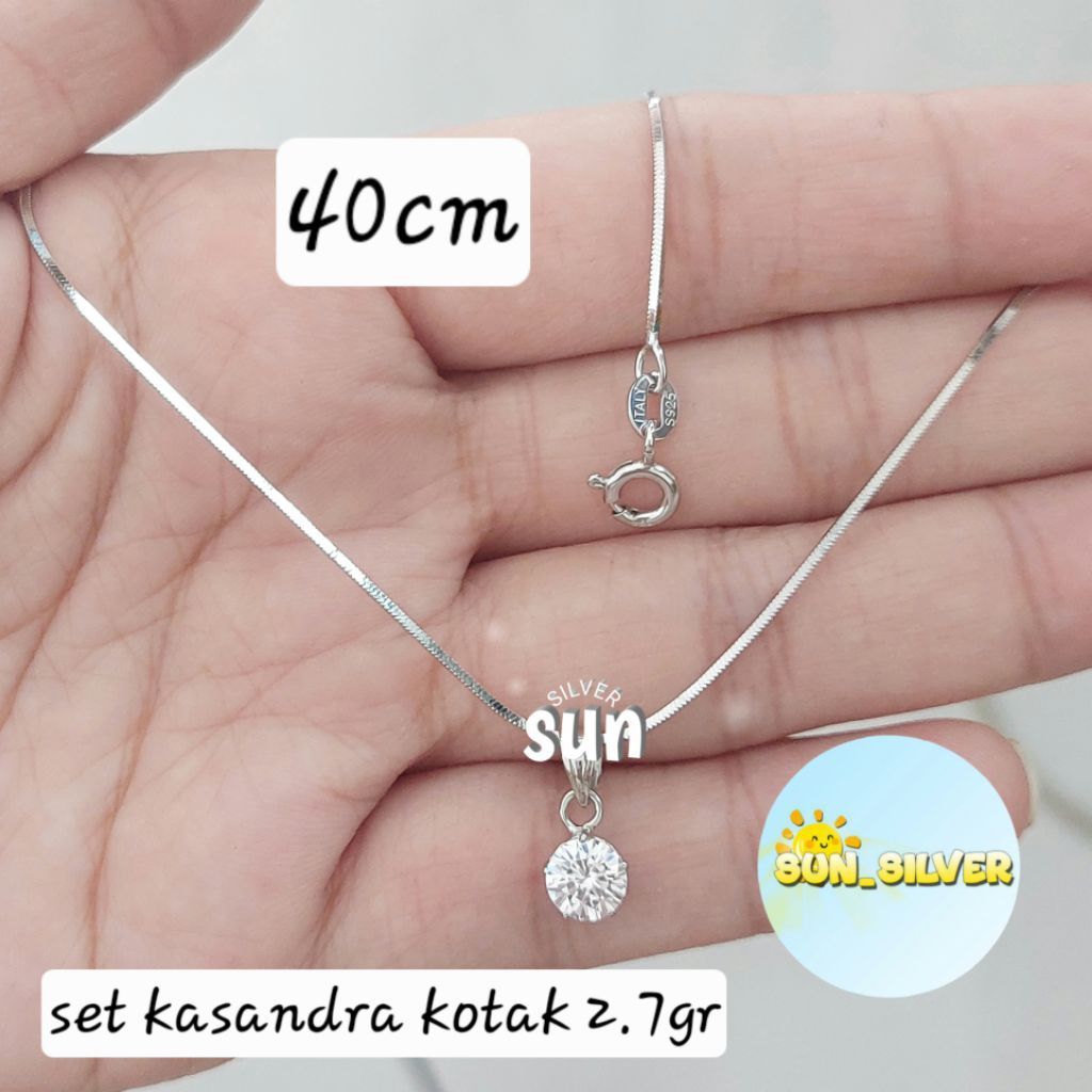 Kalung set anak desi 40cm perak 925 lapis mas putih