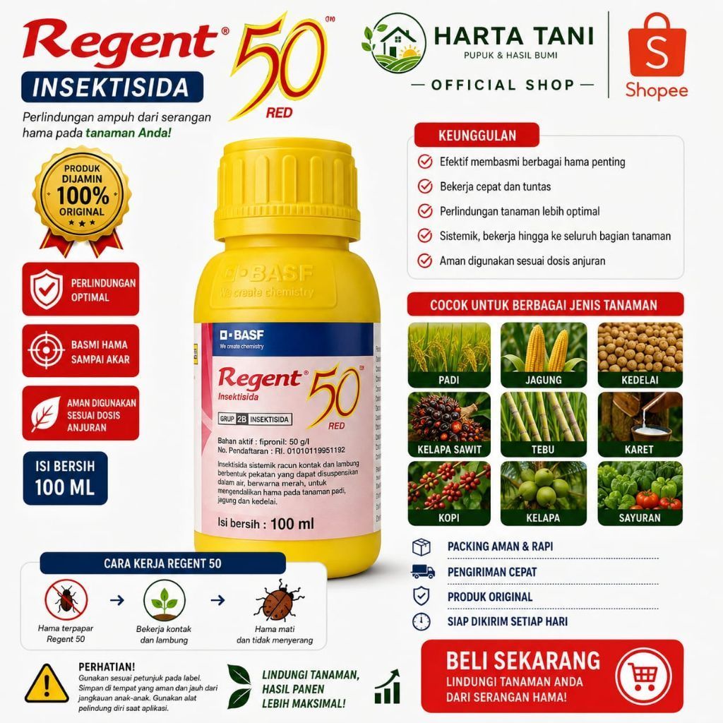 [ORIGINAL] INSEKTISIDA+ZPT REGENT RED SC 100 ML