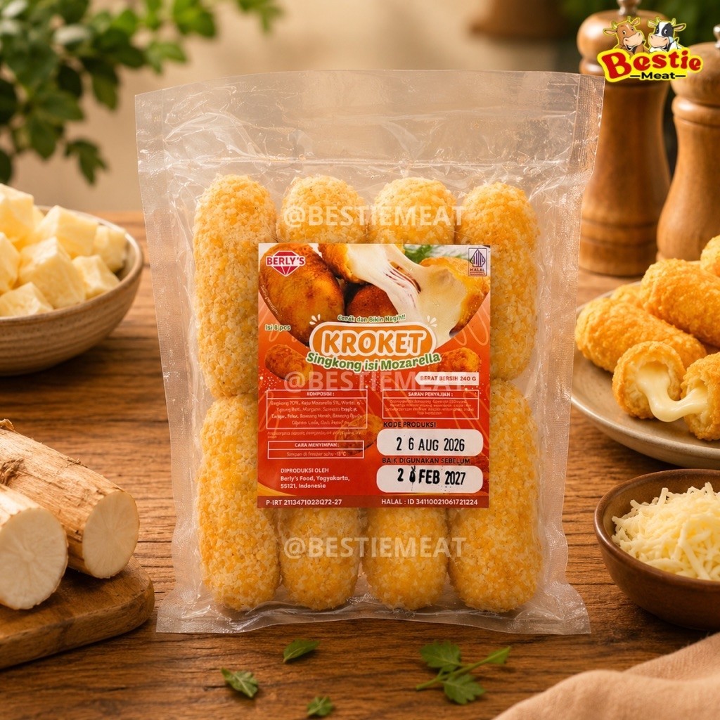 Berly’s Kroket Singkong Isi Keju Mozzarella Molor Isi 8