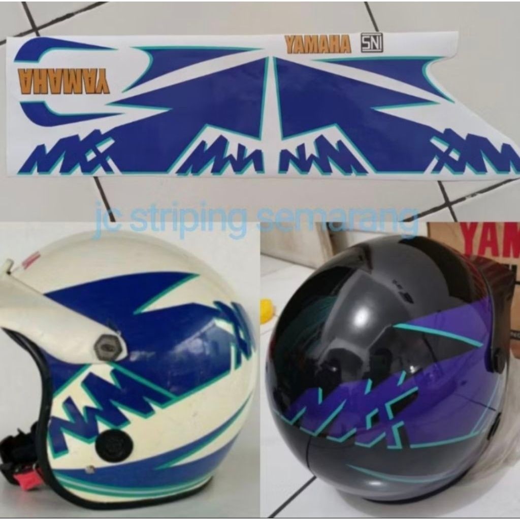Stiker Helm Yamaha RX King Classic biru