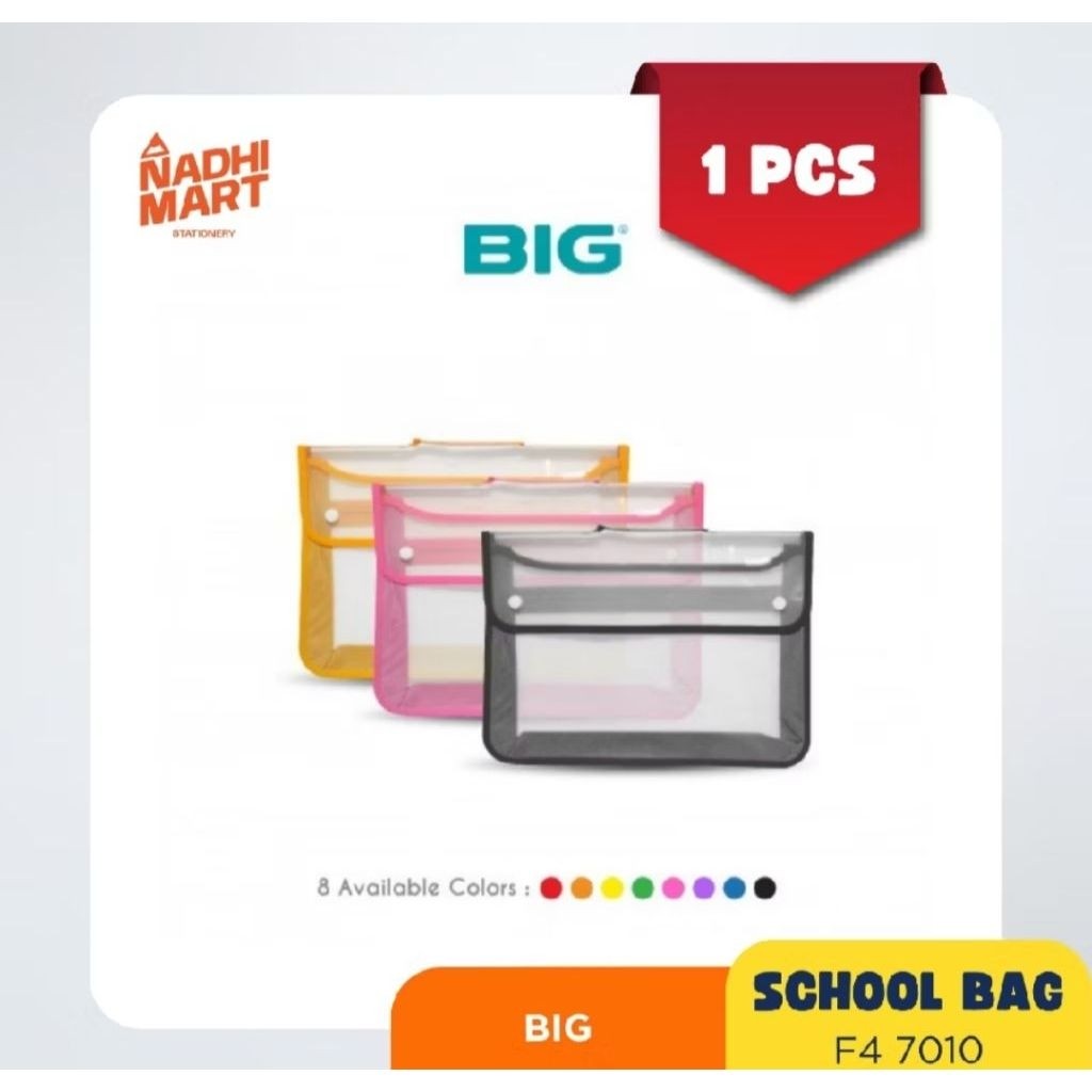 BIG Tas Map 2 Kancing / School Bag / Tas Sekolah Plastik Transparan Folio F4 TS-7010