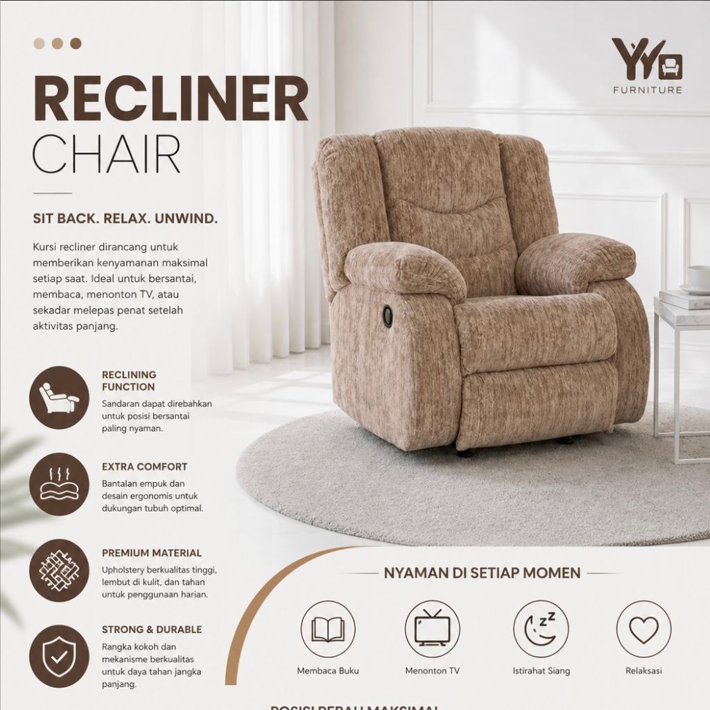 Ashley Tulen Sofa Recliner Rocking ( Ayun )