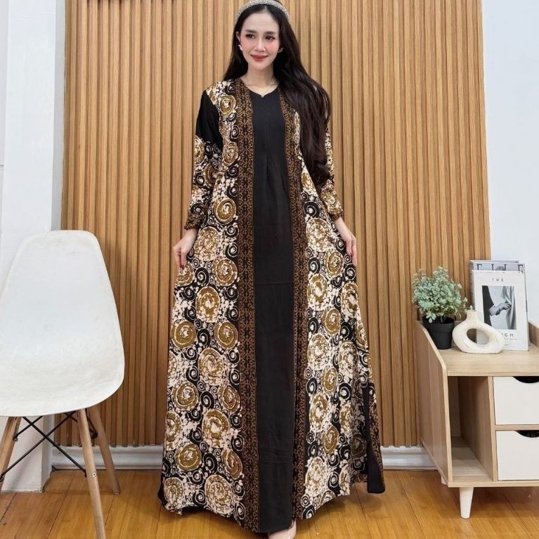 GAMIS SOGAN JUMBO COLET BATIK CAP PEKALONGAN KAIN RAYON ADEM BUSUI BUMIL