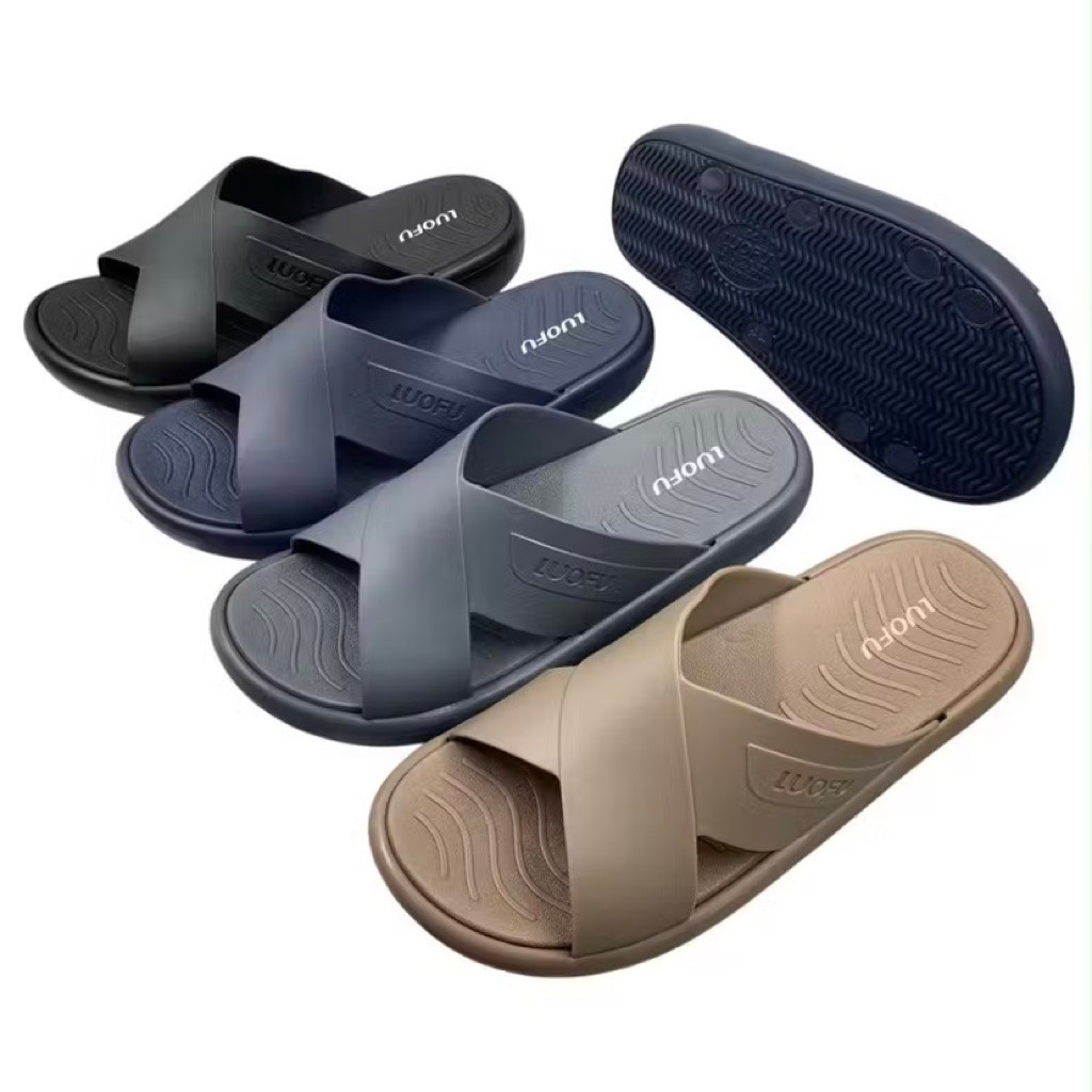 LUOFU sandal selop luofu pria sandal silang luofu polos sandal kokop teplek premium
