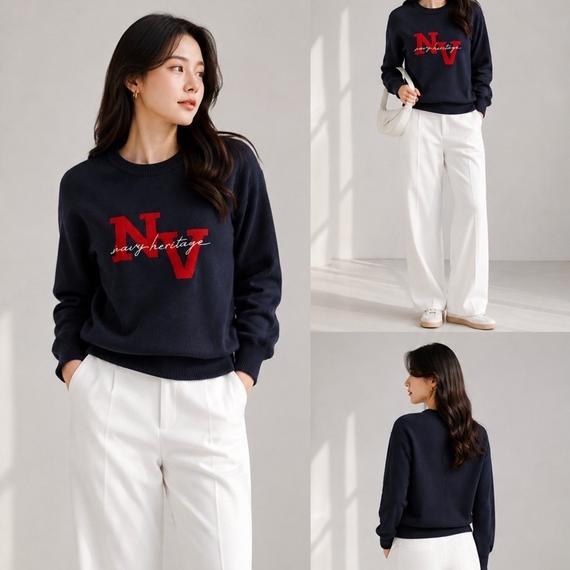 8seconds navy haritage crewneck sweater