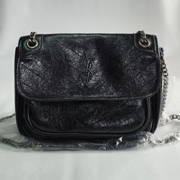 Saint Laurent Niki Medium Chain Bag Crinkle Leather