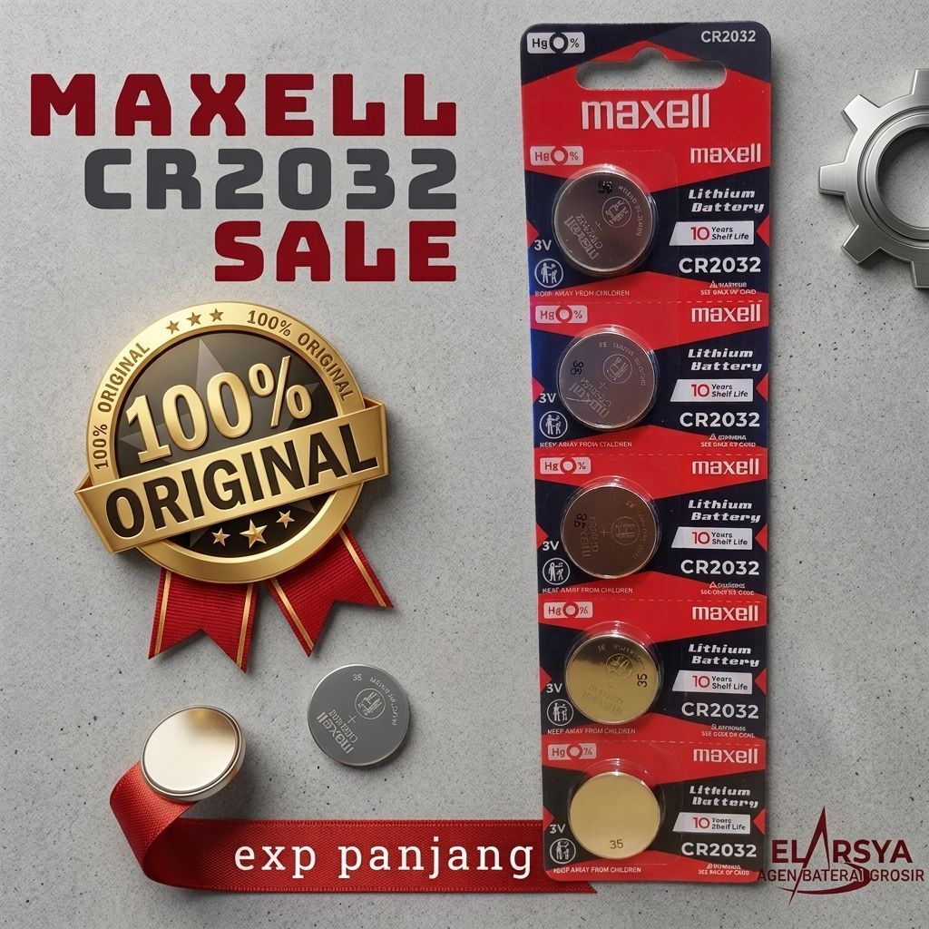 Baterai CR2032 Original Maxell Batre CMOS CR 2032 H 3 Volt isi 5 butir