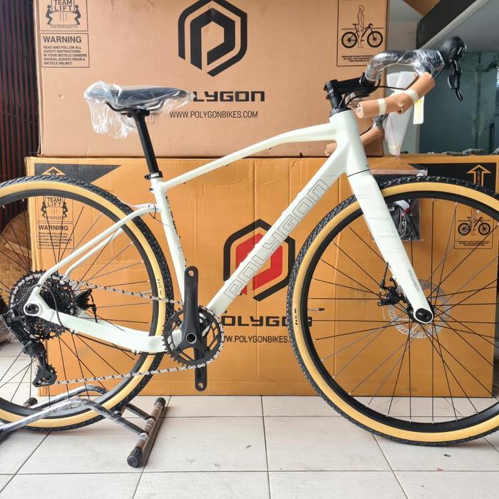 SEPEDA GRAVEL / GRAVEL BIKE 700C POLYGON TAMBORA G4 TERBARU - Putih, S