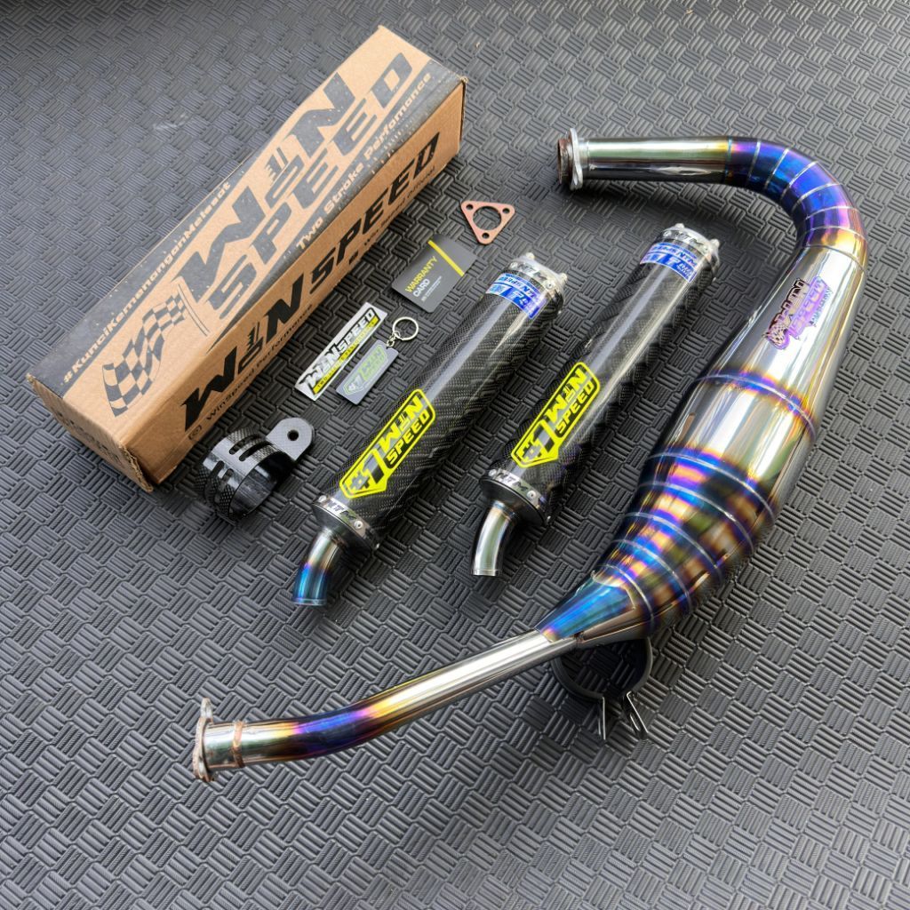 KNALPOT KOLONG PDK RX KING  SILINCER KARBON CHAMBER HALF BLUE  ORIGINAL WINSPEED