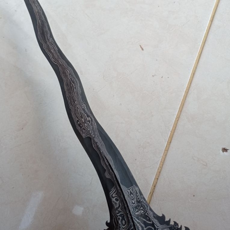 bilah keris Bali pamor kulit semangka panjang bilah 41cm