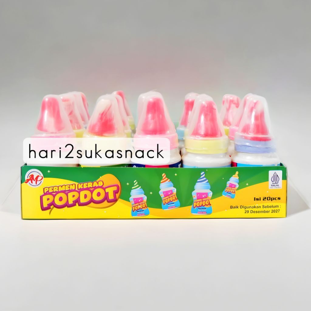 Permen Dot Pelangi Isi 20 pcs / Permen Dot Empeng Tabung Rasa Aneka Buah / Permen Dot Keras Jadul