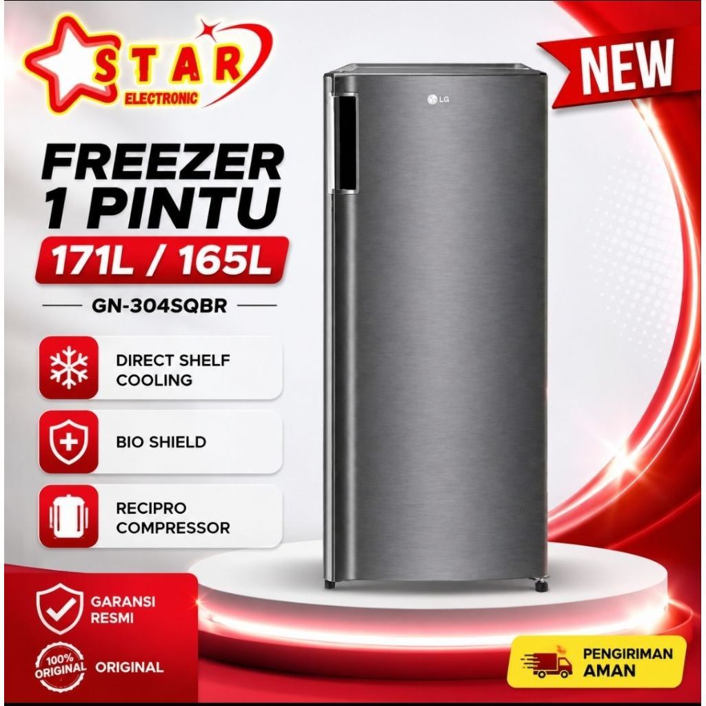 KULKAS FREEZER LG 6 RAK GN-INV304 KULKAS FREEZER LG 6 RAK KULKAS FREEZER LG 304SQBR