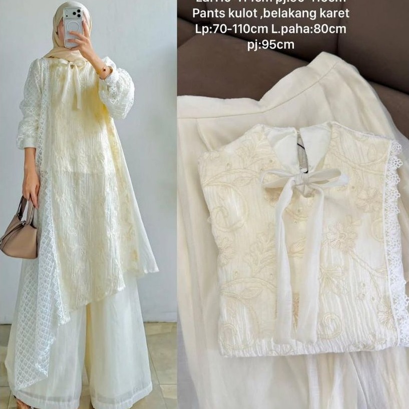 Setelan Kebaya Modern Brokat Sisik Amora LD 110 Set Celana Kulot Kondangan Pesta Mewah Furing Hyget