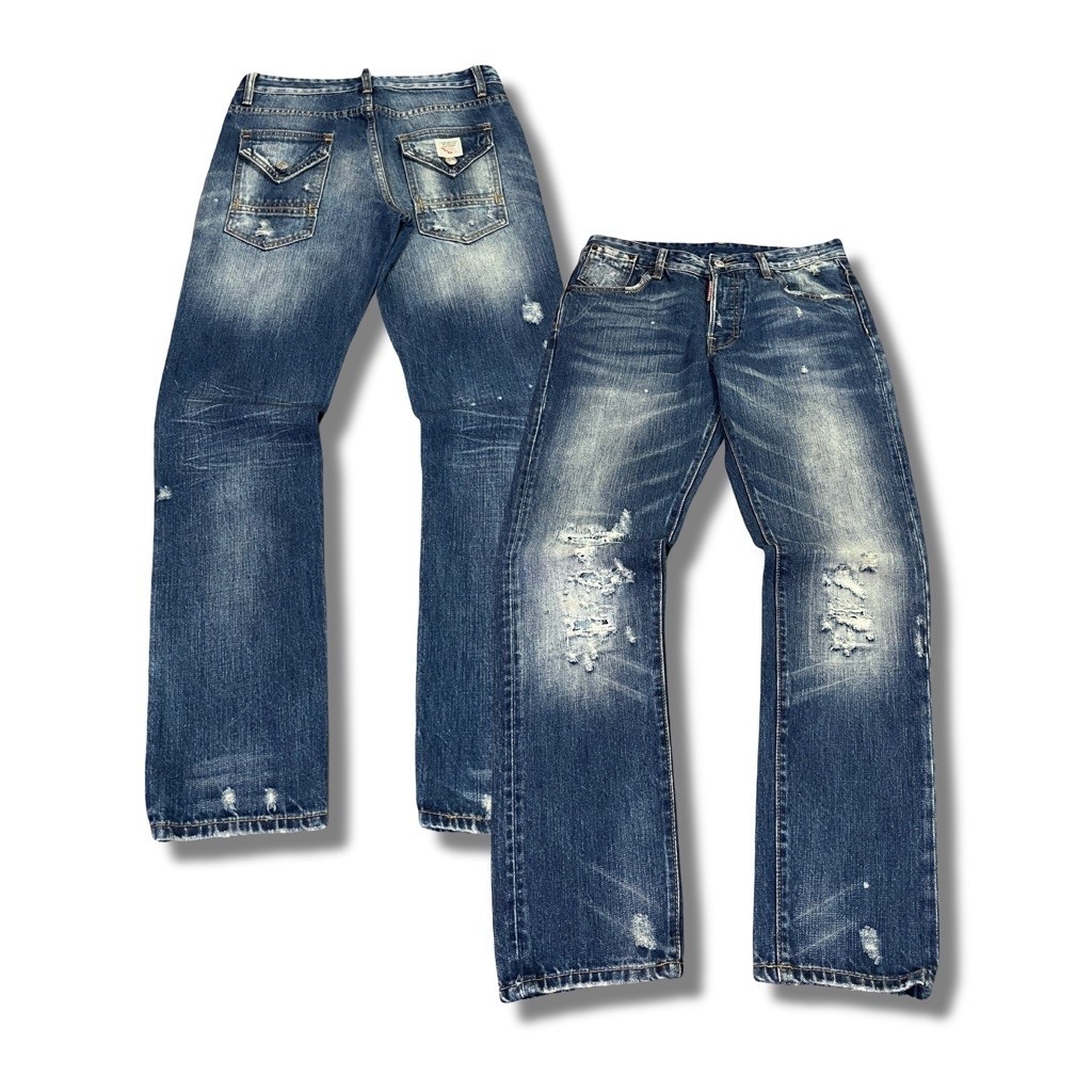 DSQUARED2 Button Fly Distressed Denim Made In Italy | Celana Jeans Bermerek Korean Style Authentic