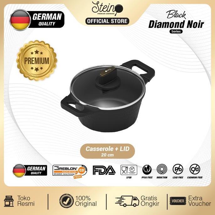 Stein Black Diamond Noir Casserole | Wajan + Tutup