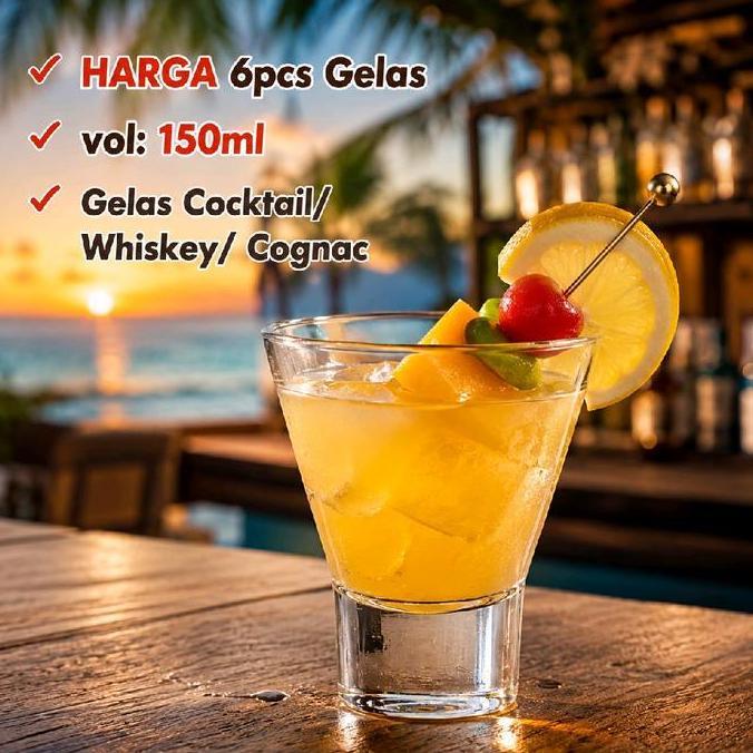 [6Pcs] GelasCocktailVodka Tequila150Ml V-Shape/ Shot Glass CocktailVodkaTequilaMks