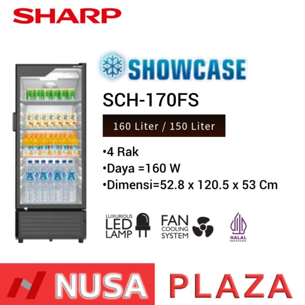 SHOWCASE SHARP 3 Rak 160 Liter SCH-170FS