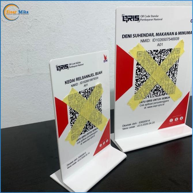 qris - cetak barcode qris diakrilik bentuk T