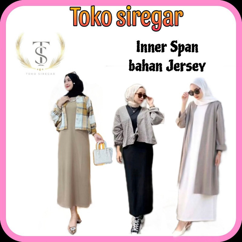 TS || INNER DRESS SPAN JERSEY UKURAN LENGKAP SAMPAI JUMBO DRESS HITAM