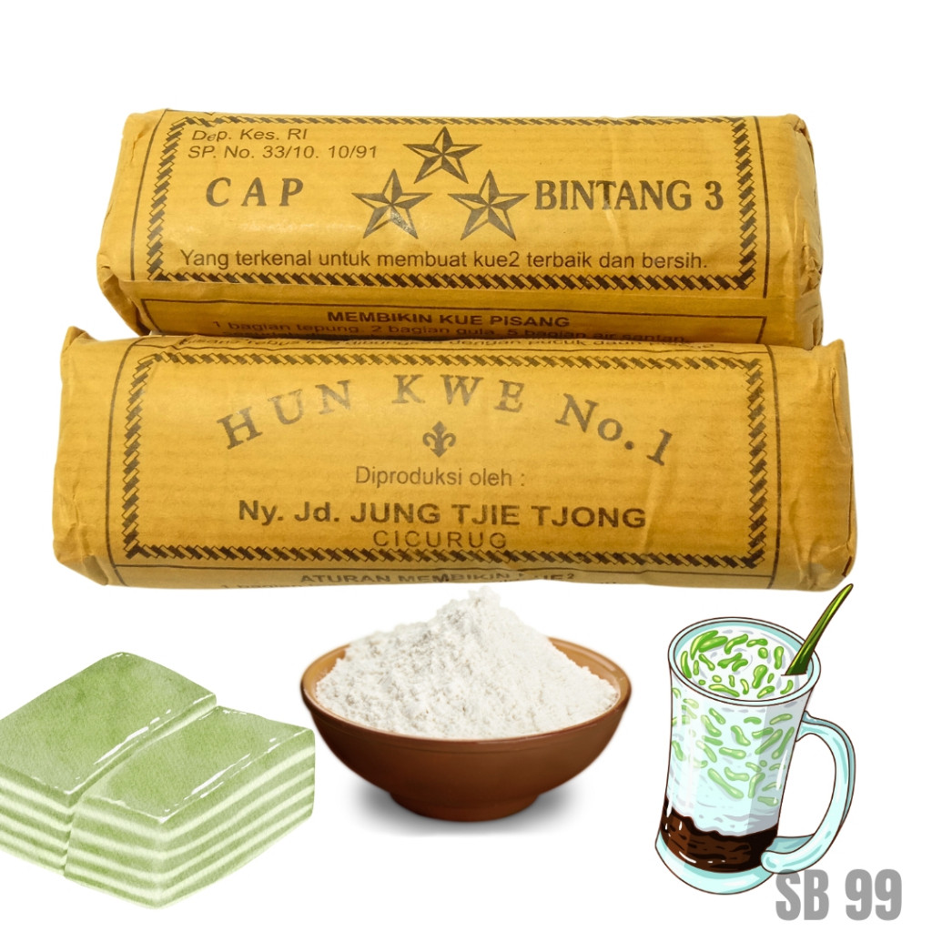 Tepung HUNKWE cap BINTANG 3 kemasan 90gram