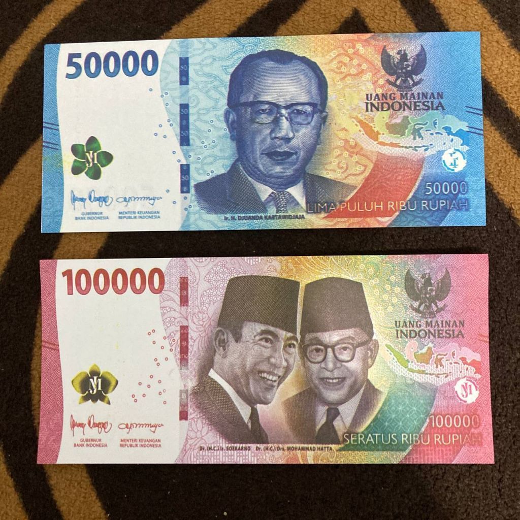 100 Lembar Mainan Uang Mirip Asli Untuk Buket Bouquet Monopoli Alat Peraga Belajar Mata Uang Kertas 