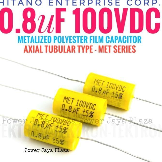 0,8UF 800NF 100V DC AXIAL BIPOLAR BP NONPOLAR NP 820N ASLI MET HITANO PJP79