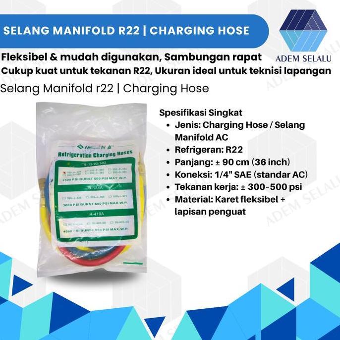 Selang Manifold R22 R134A R407C R404A | Charging Hose R134A R407C R404A