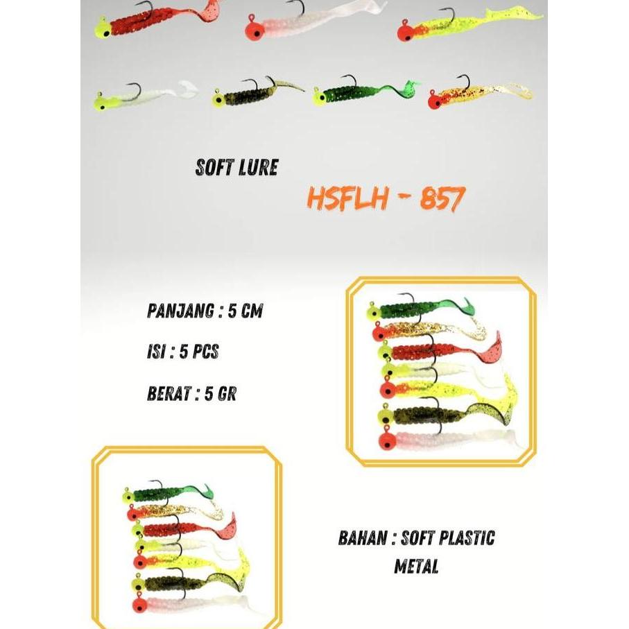 (Masterpiece) Umpan Soft Lure Ikan Mini/Kecil HSFLH - 857, W/Lead Head Hook