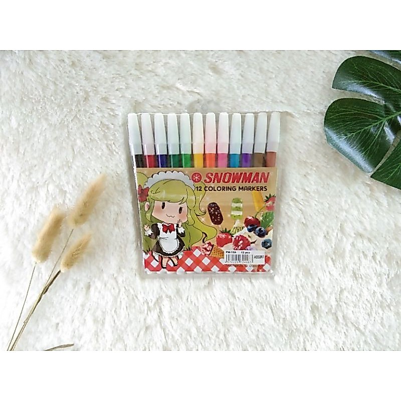 SPIDOL WARNA SPIDOL GAMBAR SNOWMAN COLORING MARKERS COLORING PEN 1 SET 1 PACK 12 WARNA PW-12A SPIDOL